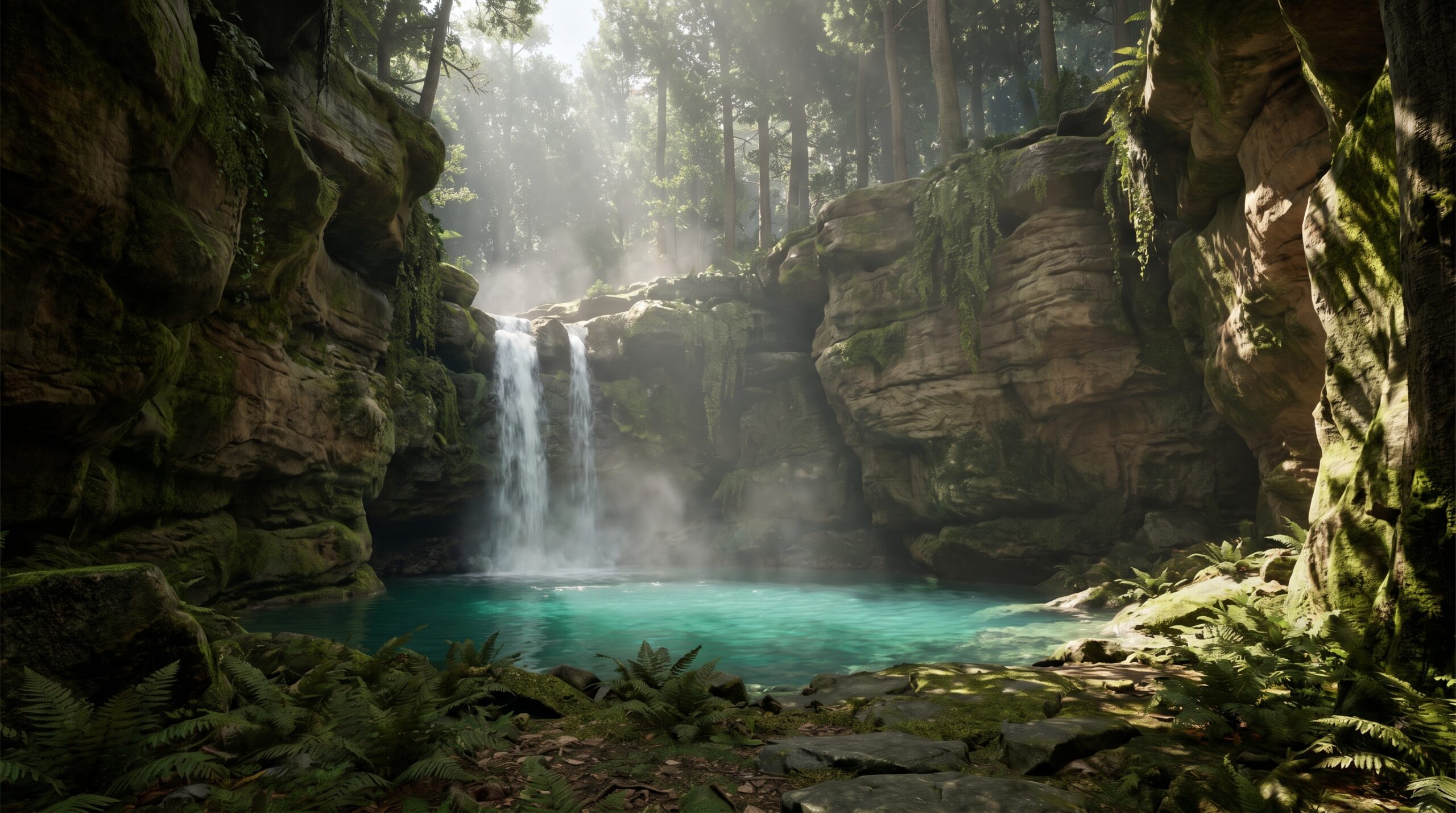 Hidden Waterfall Valley Wallpaper
